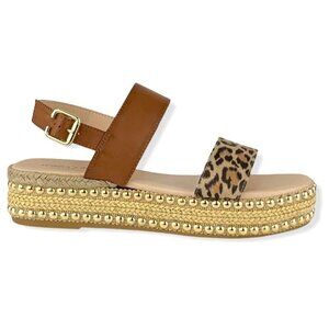 Seven Dials BERENICE Women's Espadrilles Flatform Sandals Tan/Leopard Size 9.5